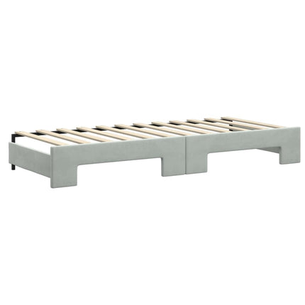 daybed med udtræk og madras 80x200 cm velour lysegrå
