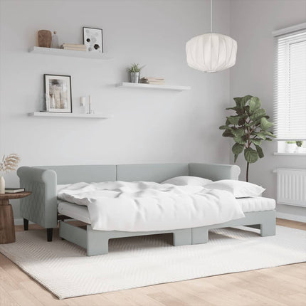 daybed med udtræk og madras 80x200 cm velour lysegrå