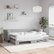 daybed med udtræk og madras 80x200 cm velour lysegrå