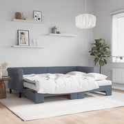 daybed med udtræk og madras 80x200 cm velour mørkegrå