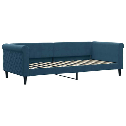 daybed med udtræk og madras 90x200 cm velour blå