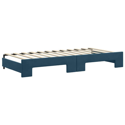 daybed med udtræk og madras 90x200 cm velour blå