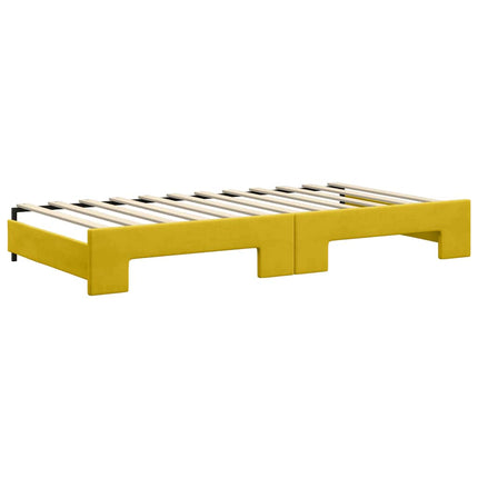 daybed med udtræk og madras 100x200 cm velour gul