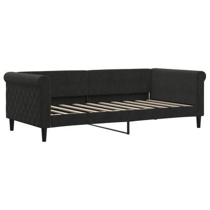 daybed med udtræk og madras 90x190 cm velour sort