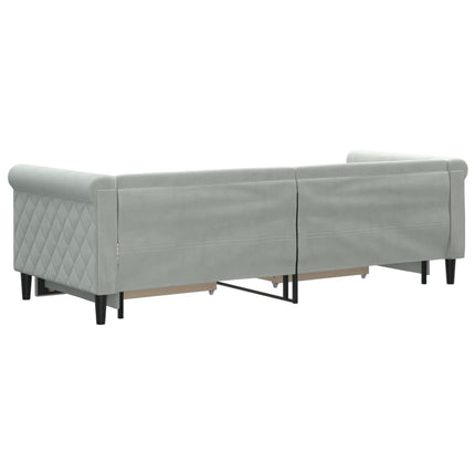 daybed med udtræk og skuffer 80x200 cm velour lysegrå