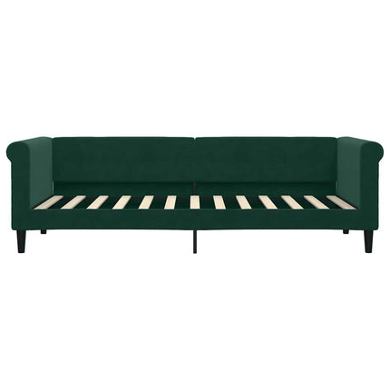 daybed med udtræk og skuffer 80x200 cm velour mørkegrøn