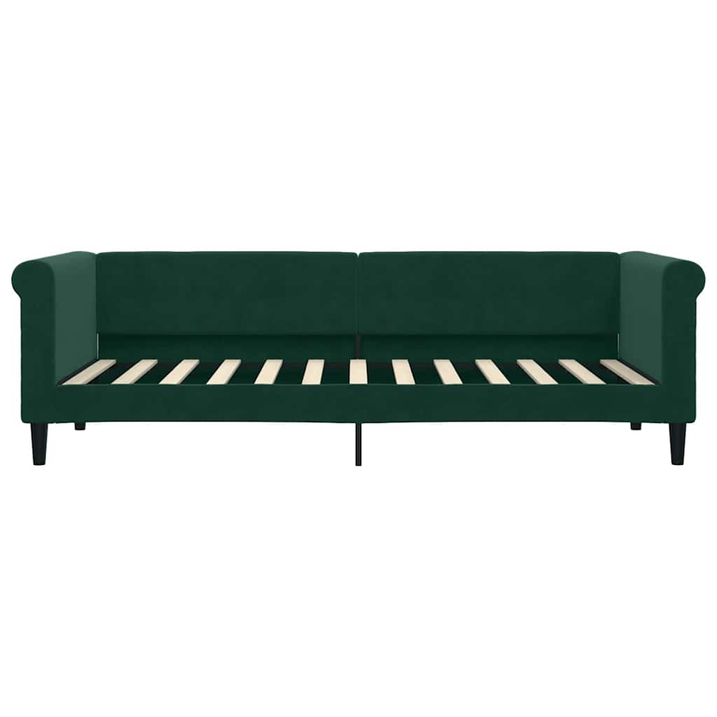 daybed med udtræk og skuffer 80x200 cm velour mørkegrøn