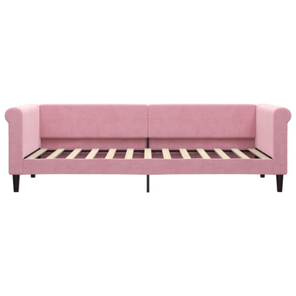 daybed med udtræk og skuffer 80x200 cm velour lyserød