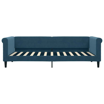 daybed med udtræk og skuffer 90x200 cm velour blå