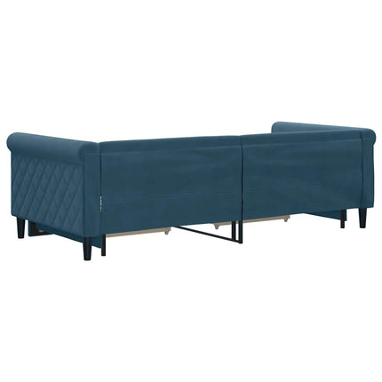 daybed med udtræk og skuffer 90x200 cm velour blå