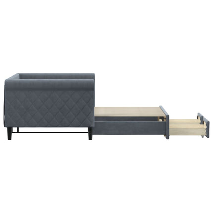 daybed med udtræk og skuffer 90x200 cm velour mørkegrå