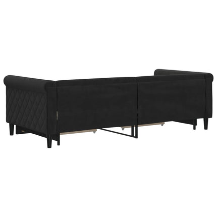 daybed med udtræk og skuffer 90x200 cm velour sort