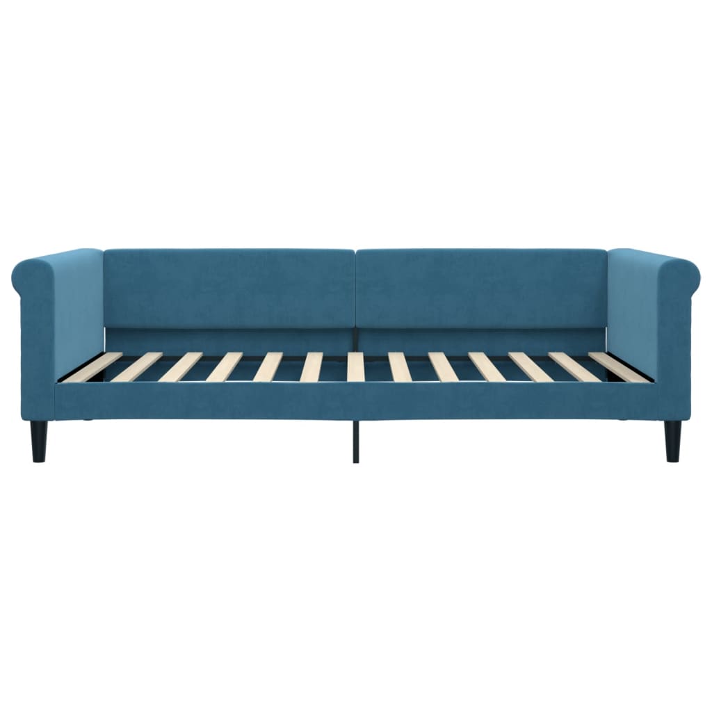 daybed med udtræk og skuffer 100x200 cm velour blå