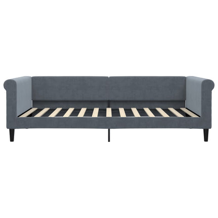 daybed med udtræk og skuffer 100x200 cm velour mørkegrå