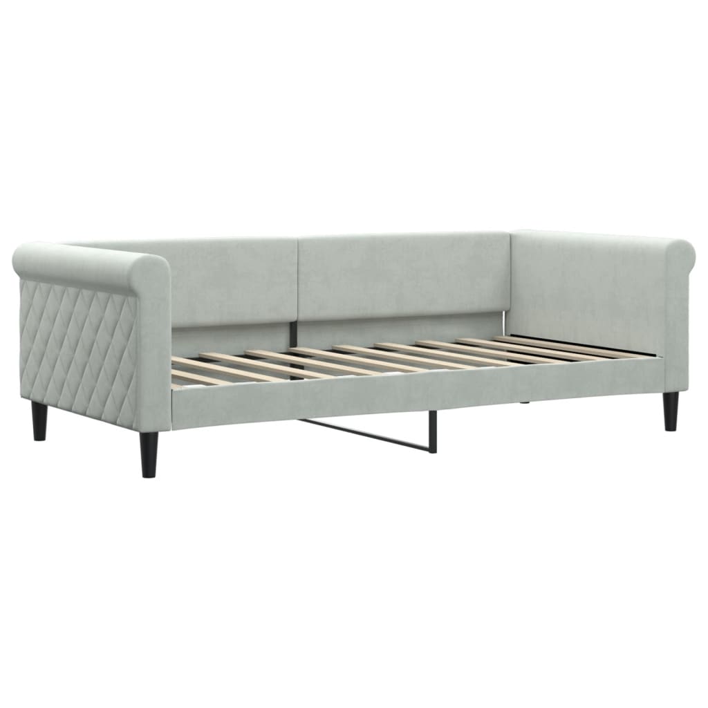 daybed med udtræk og skuffer 90x190 cm velour lysegrå