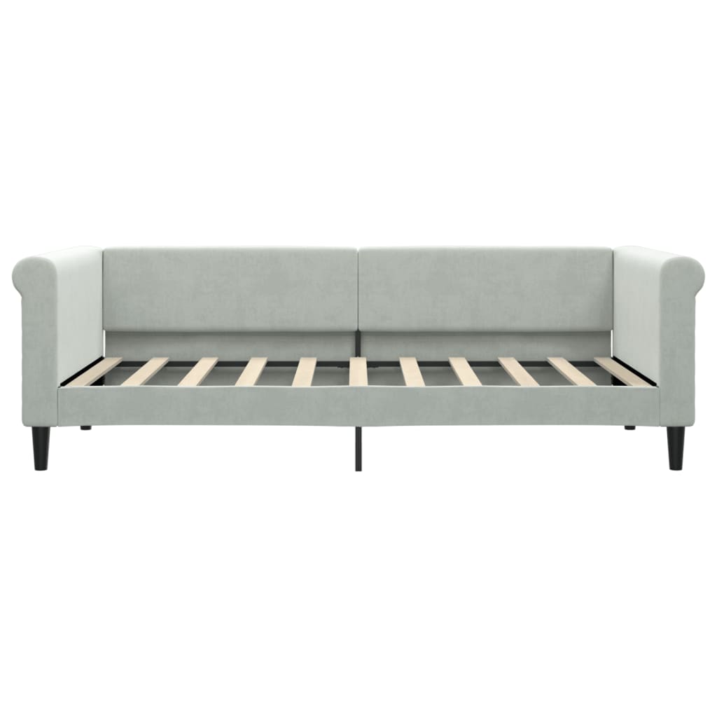 daybed med udtræk og skuffer 90x190 cm velour lysegrå