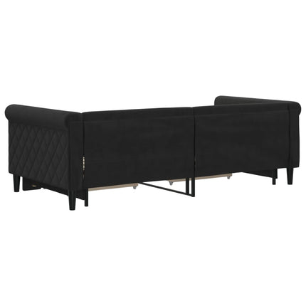 daybed med udtræk og skuffer 90x190 cm velour sort