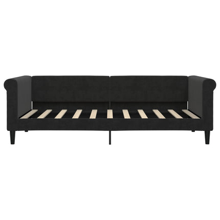 daybed med udtræk og skuffer 90x190 cm velour sort