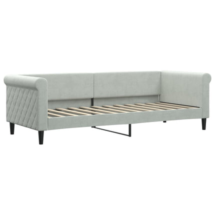 daybed med udtræk og skuffer 80x200 cm velour lysegrå