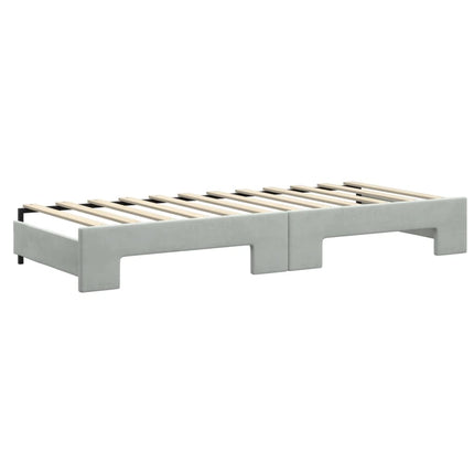 daybed med udtræk og skuffer 80x200 cm velour lysegrå