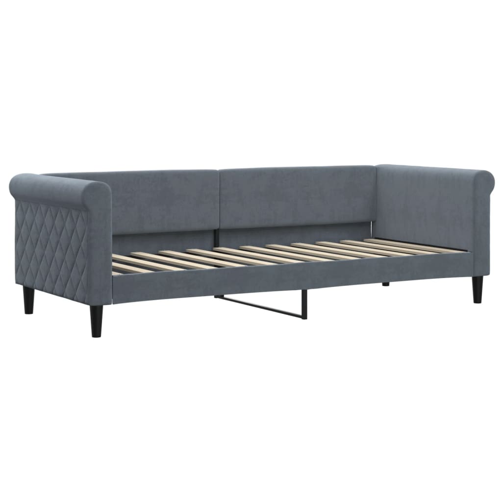 daybed med udtræk og skuffer 80x200 cm velour mørkegrå