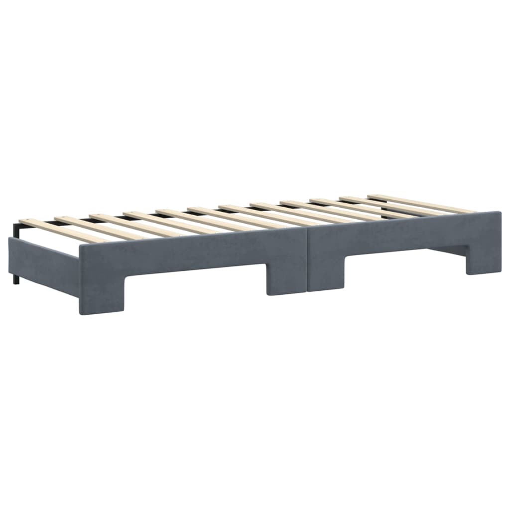 daybed med udtræk og skuffer 80x200 cm velour mørkegrå