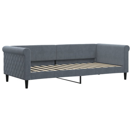 daybed med udtræk og skuffer 90x200 cm velour mørkegrå
