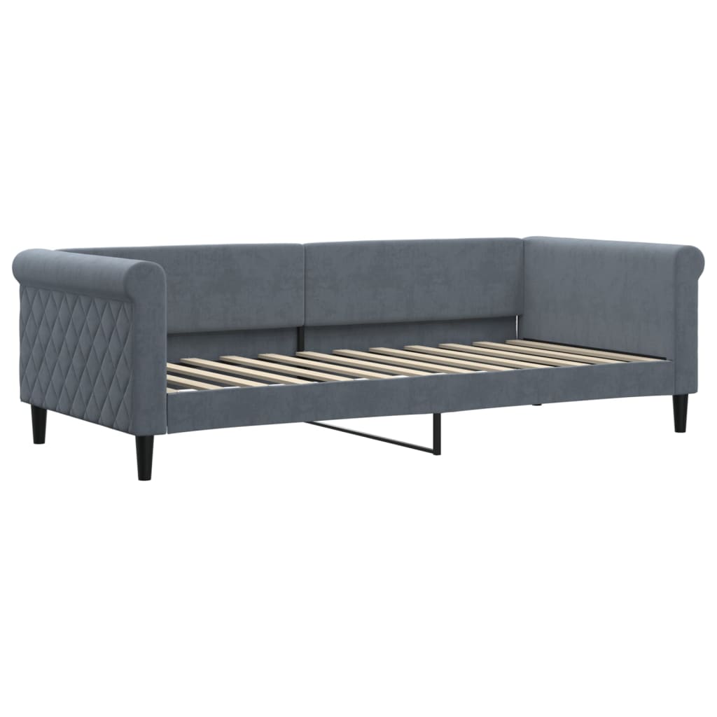 daybed med udtræk og skuffer 90x200 cm velour mørkegrå