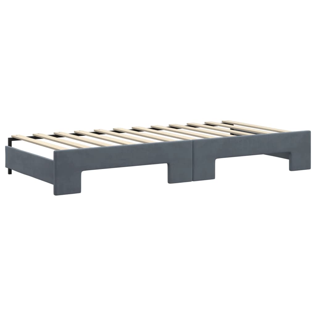 daybed med udtræk og skuffer 90x200 cm velour mørkegrå