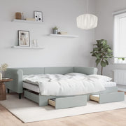 daybed med udtræk og skuffer 100x200 cm velour lysegrå