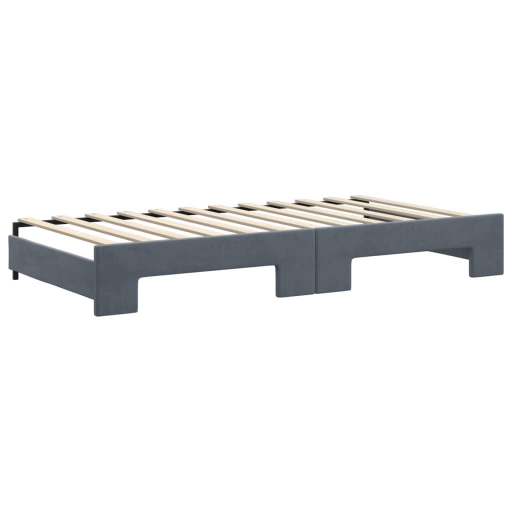 daybed med udtræk og skuffer 100x200 cm velour mørkegrå