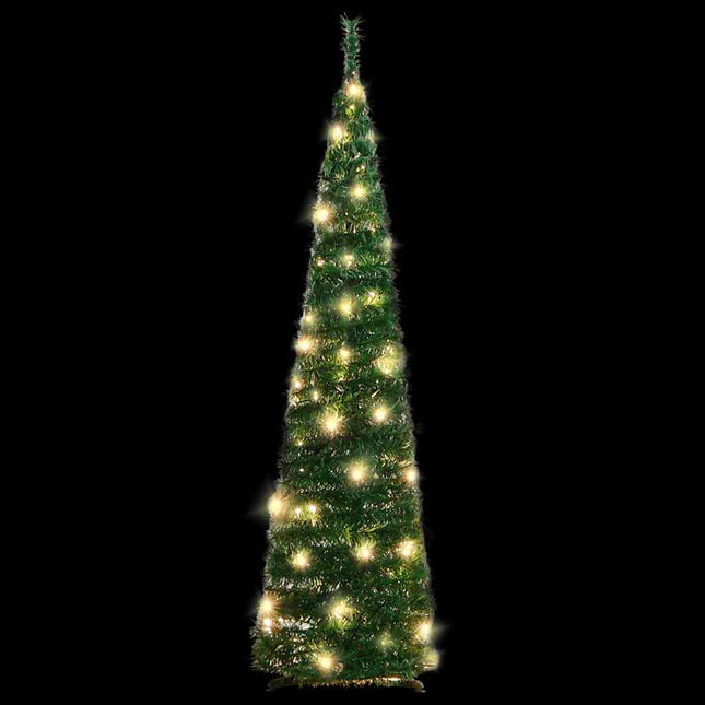 kunstigt juletræ med 50 LED'er 120 cm pop op-funktion grøn