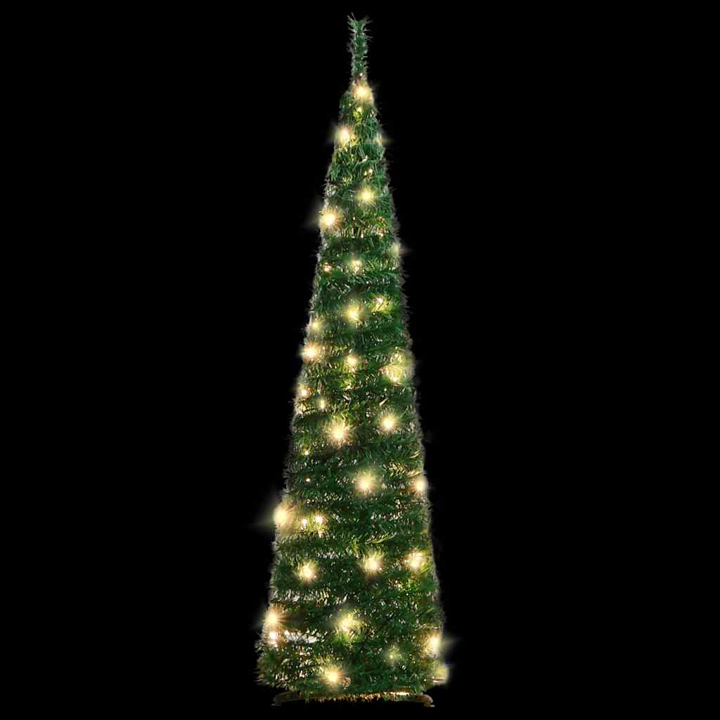 kunstigt juletræ med 50 LED'er 120 cm pop op-funktion grøn
