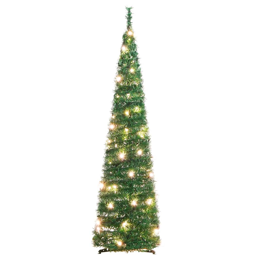 kunstigt juletræ med 50 LED'er 120 cm pop op-funktion grøn