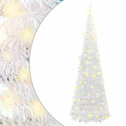 kunstigt juletræ med 150 LED'er 180 cm pop op-funktion hvid