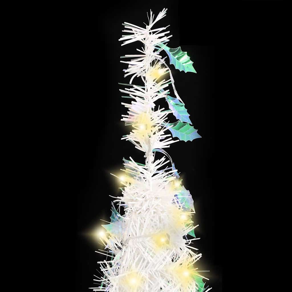 kunstigt juletræ med 150 LED'er 180 cm pop op-funktion hvid