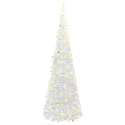 kunstigt juletræ med 150 LED'er 180 cm pop op-funktion hvid