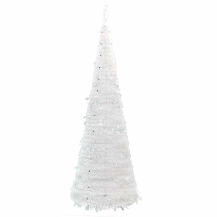 kunstigt juletræ med 150 LED'er 180 cm pop op-funktion hvid
