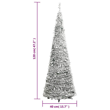 kunstigt juletræ med sne 50 LED'er 120 cm pop op-funktion