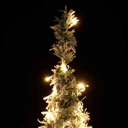 kunstigt juletræ med sne 200 LED'er 210 cm pop op-funktion