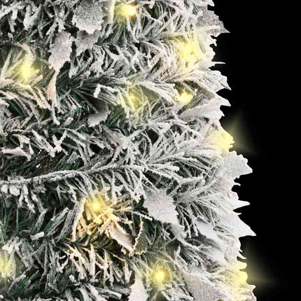kunstigt juletræ med sne 200 LED'er 210 cm pop op-funktion