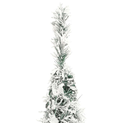 kunstigt juletræ med sne 200 LED'er 210 cm pop op-funktion