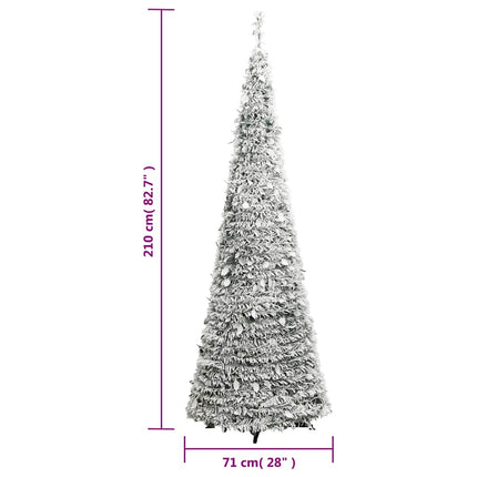 kunstigt juletræ med sne 200 LED'er 210 cm pop op-funktion
