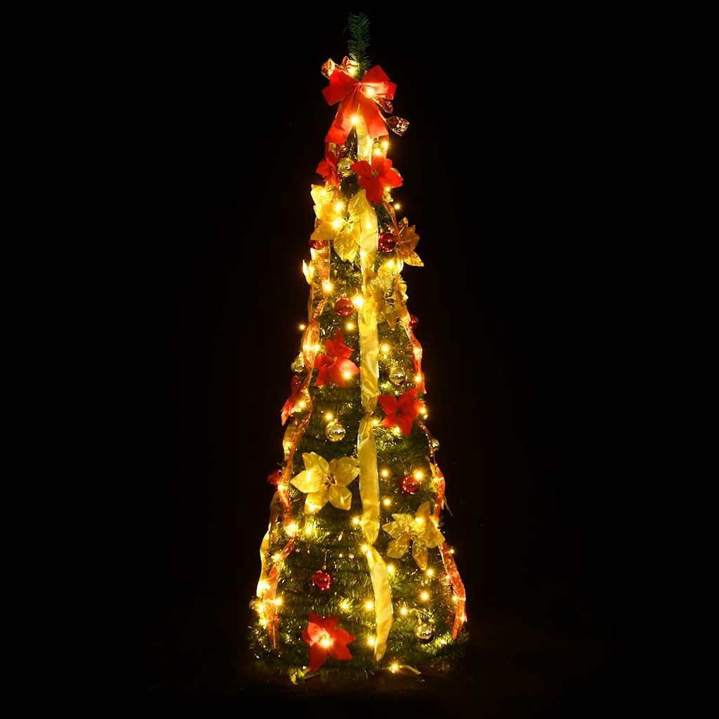 kunstigt juletræ med 50 LED'er 120 cm pop op-funktion grøn