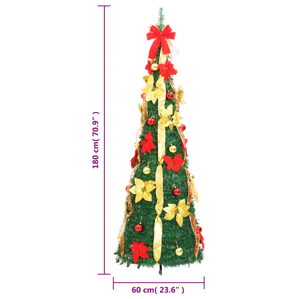 kunstigt juletræ med 150 LED'er 180 cm pop op-funktion grøn