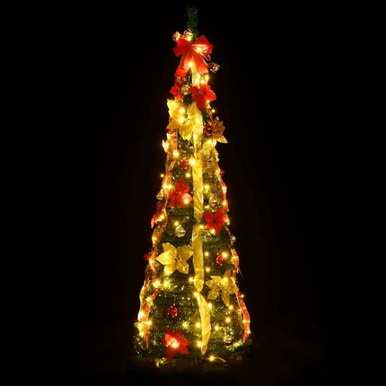 kunstigt juletræ med 200 LED'er 210 cm pop op-funktion grøn