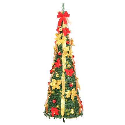 kunstigt juletræ med 200 LED'er 210 cm pop op-funktion grøn