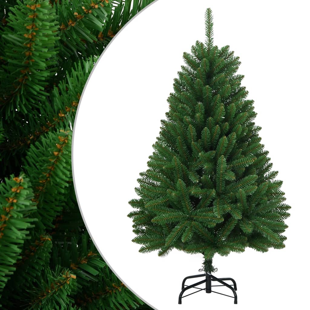 kunstigt juletræ med juletræsfod 120 cm hængslet grøn
