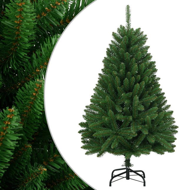 kunstigt juletræ med juletræsfod 150 cm hængslet grøn