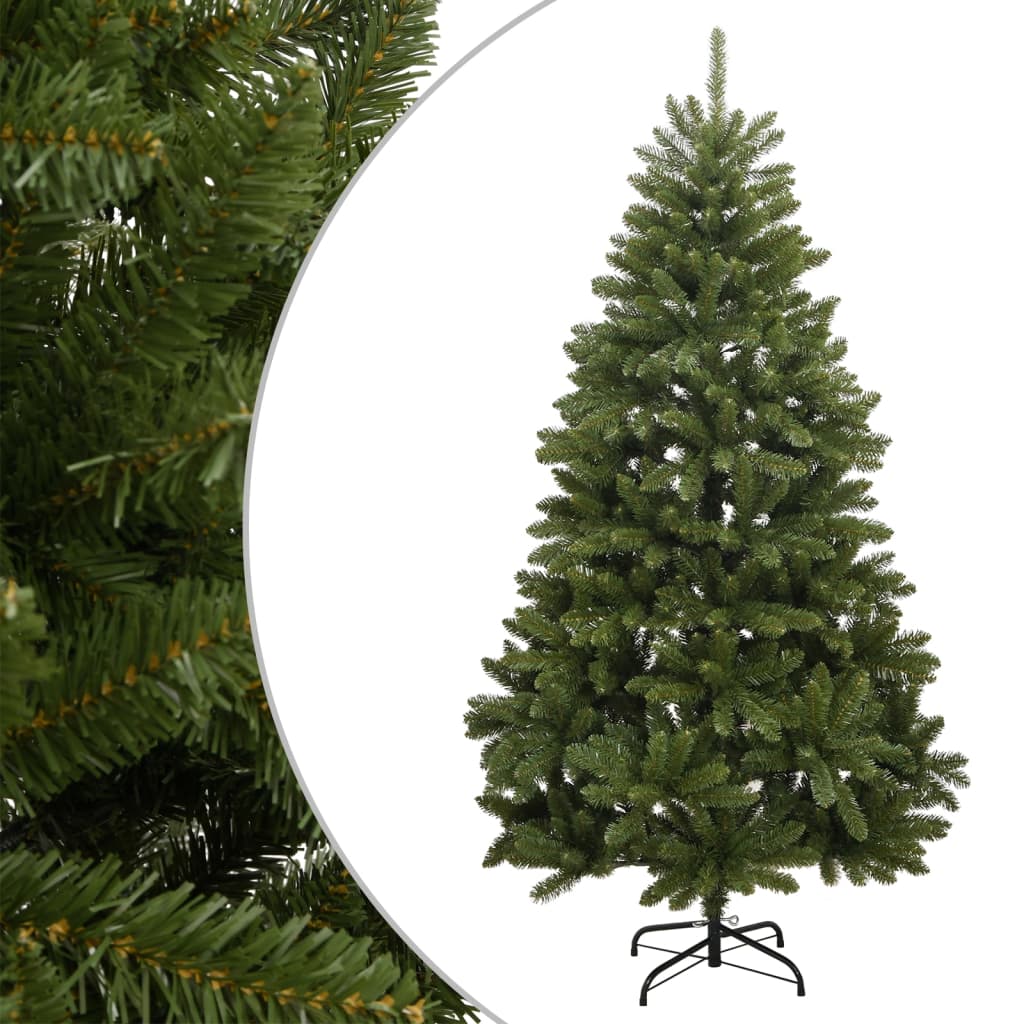 kunstigt juletræ med juletræsfod 180 cm hængslet grøn